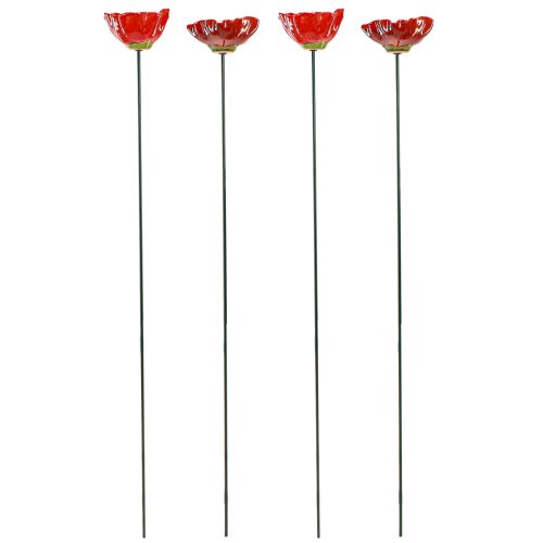 Floristik24 Ceramic decorative poppy flower garden stake poppy red Ø8cm 4 pieces