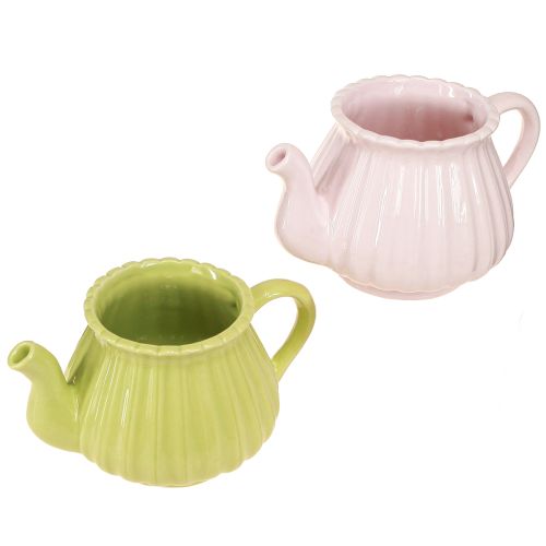 Product Ceramic Decorative Teapot Planter Pink Green 19.5×13.5×11cm 2 pcs
