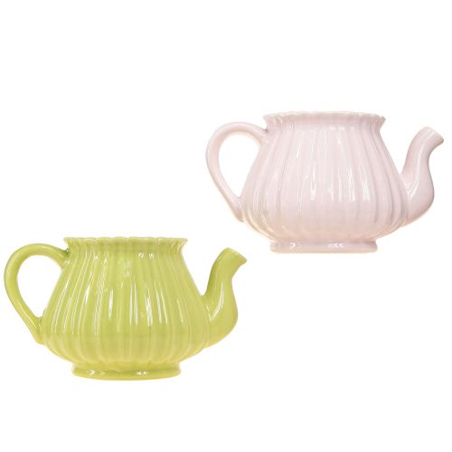 Product Ceramic Decorative Teapot Planter Pink Green 19.5×13.5×11cm 2 pcs