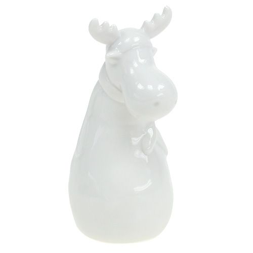 Floristik24 Ceramic figure moose 12.5cm white 2pcs