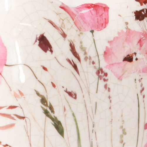 Product Ceramic heart poppy country style craquelure 11x11cm