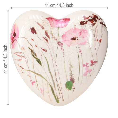 Product Ceramic heart poppy country style craquelure 11x11cm