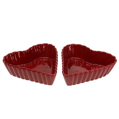 Floristik24 Ceramic heart bowl 18cm red 2pcs