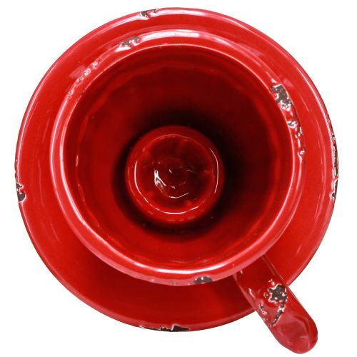 Floristik24 Ceramic Candle Holder Red Cup For Taper Candles 13×11×8cm 3 Pcs