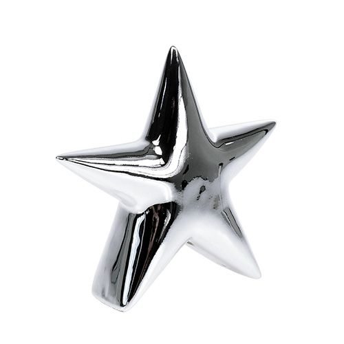 Floristik24 Ceramic star silver, shiny 18cm