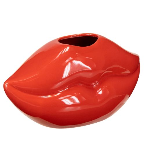 Ceramic vase red kiss mouth decorative vase 17×8.5×9cm