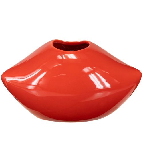 Product Ceramic vase red kiss mouth decorative vase 17×8.5×9cm