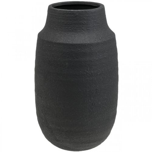 Floristik24 Ceramic Vase Black Flower Vase Decorative Vases Ø17cm H34cm