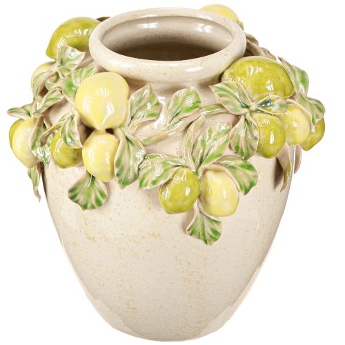 Floristik24 Ceramic Vase Lemon Decoration Mediterranean Green Yellow H19cm