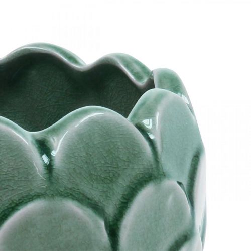 Ceramic Flower Pot Vintage Green Crackle Glaze Ø17cm H15cm