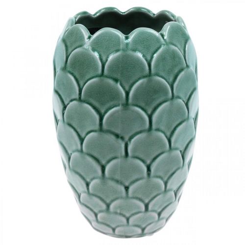 Ceramic Flower Vase Vintage Green Crackle Glaze Ø15cm H22cm