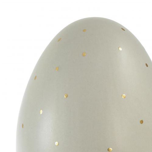 Product Ceramic Easter eggs decoration grey gold dotted Ø8cm H11cm 2pcs