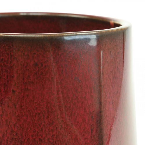 Product Ceramic Vase Flower Vase Red Hexagonal Ø14.5cm H21.5cm