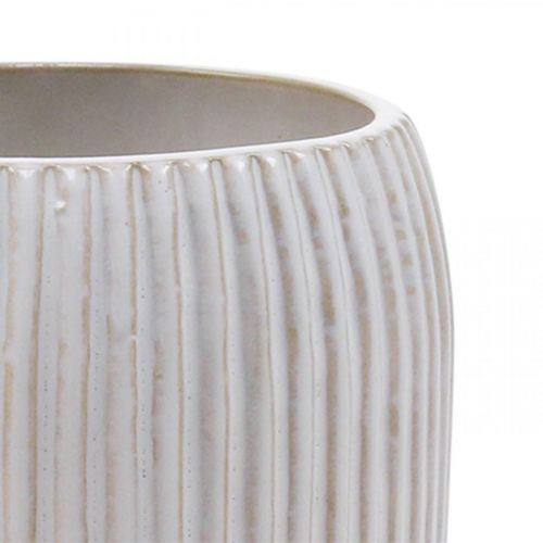 Product Ceramic vase with grooves White ceramic vase Ø13cm H20cm