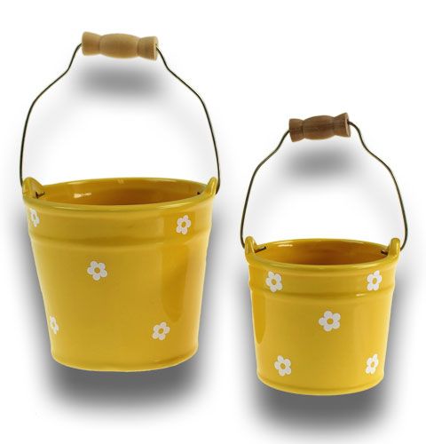 Floristik24 Large yellow ceramic bucket