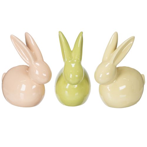Ceramic rabbit, decorative figurine for stylish Easter, 11×6.5×12.5cm, 3 pieces