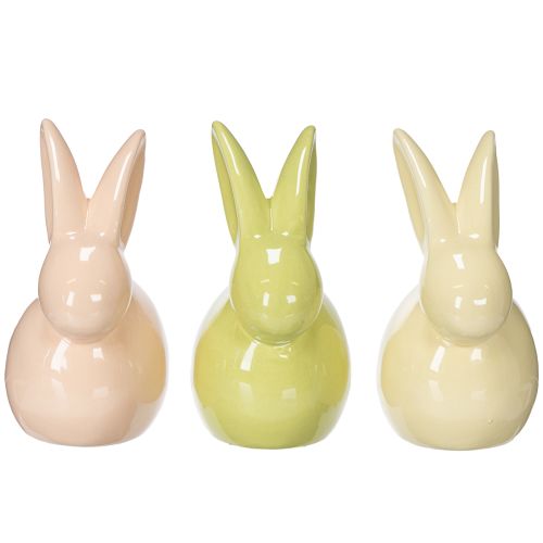 Product Ceramic rabbit, decorative figurine for stylish Easter, 11×6.5×12.5cm, 3 pieces