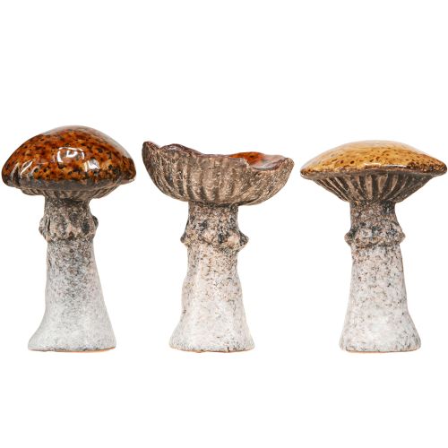Floristik24 Ceramic mushrooms ceramic decoration mushrooms orange yellow brown 8cm 3 pcs