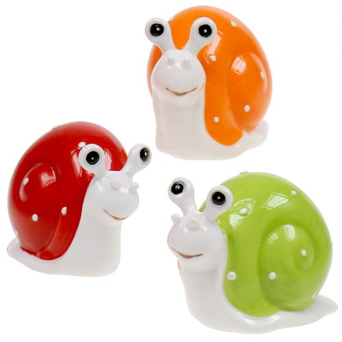 Floristik24 Ceramic snail 6.5cm - 7.5cm green, orange, red 6pcs