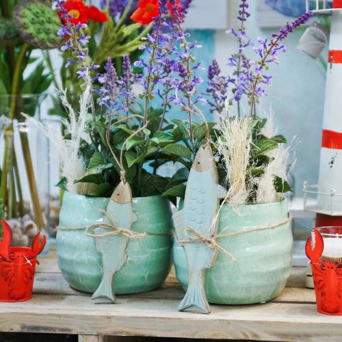 Floristik24 Ceramic cachepot, planter, flower pot wave pattern Ø12.5cm 3pcs