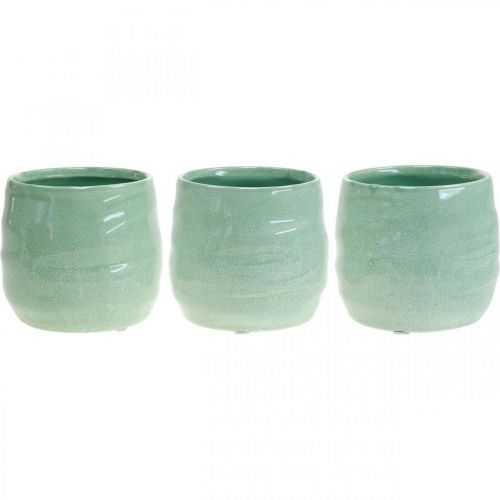 Floristik24 Ceramic cachepot, planter, flower pot wave pattern Ø12.5cm 3pcs