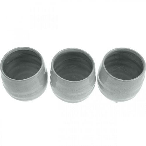 Floristik24 Planter, ceramic for planting, decorative pot corrugated Ø12.5cm 3pcs