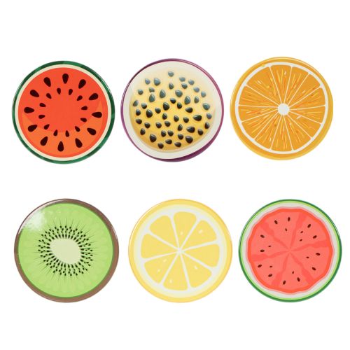 Product Fruit Coaster Set, Fruit Design, Table Decoration, Kitchen &amp; Living Room, 10cm, 6 Pieces