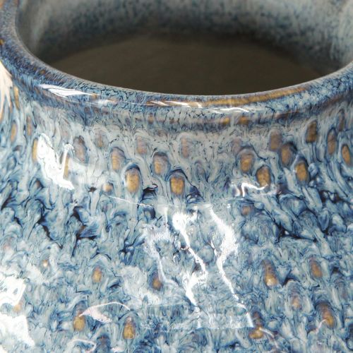 Product Ceramic vase glazed blue and white braided look H18.5cm