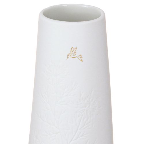 Product Ceramic vase in white and gold with bird decoration, Ø6.5cm, H19cm, 2 pieces