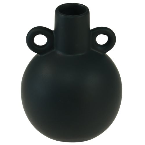 Product Ceramic vase mini vase black handle ceramic Ø8.5cm H12cm
