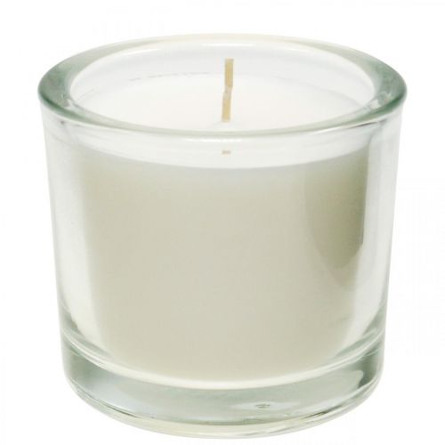 Floristik24 Candle in glass candle glass wax candle white Ø9cm H8cm