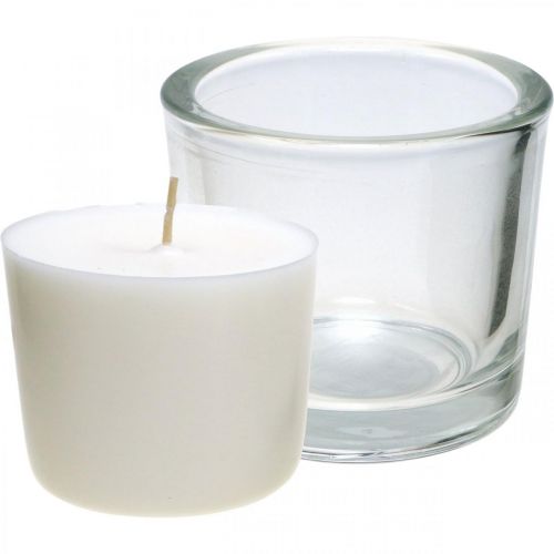 Floristik24 Candle in glass candle glass wax candle white Ø9cm H8cm