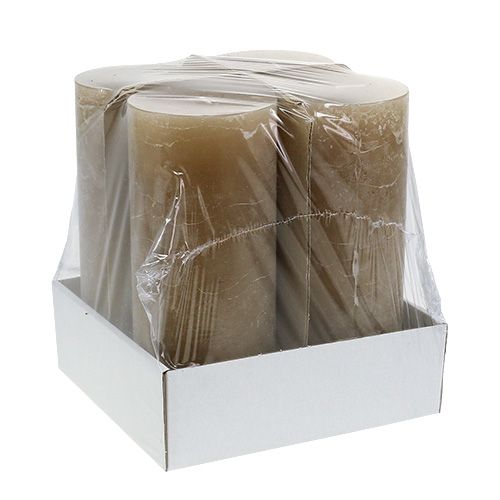 Floristik24 Candle light brown 85mm x 200mm 4pcs