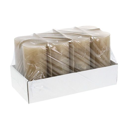 Floristik24 Candle light brown 60mm x 140mm 8pcs