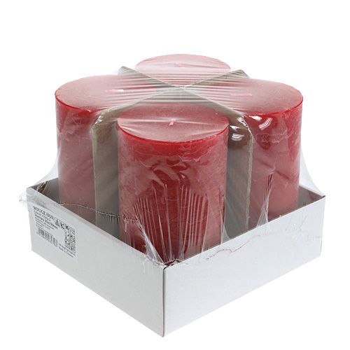 Floristik24 Candle red 85mm x 150mm colored 4pcs