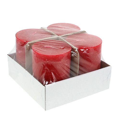 Floristik24 Candle red 85mm x 120mm colored 4pcs