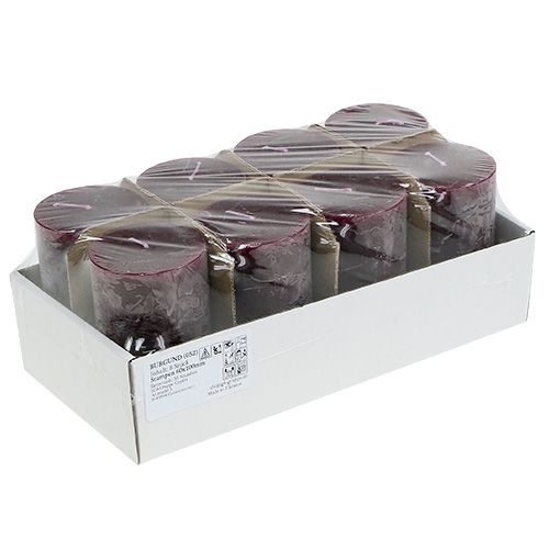 Floristik24 Candle 60mm x 100mm Burgundy 8 pcs