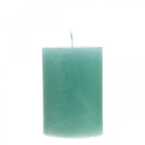 Pillar candles colored green 70 × 100mm 4pcs