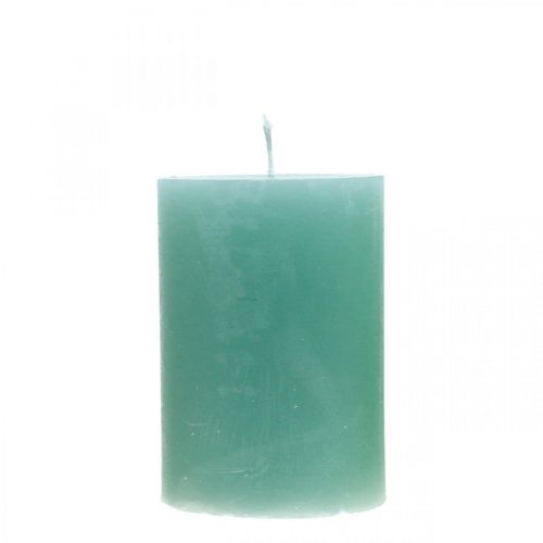 Product Pillar candles, solid colored light green jade, 70×100mm, 4 pieces - High-quality decorative candles for table decorations, Easter, weddings