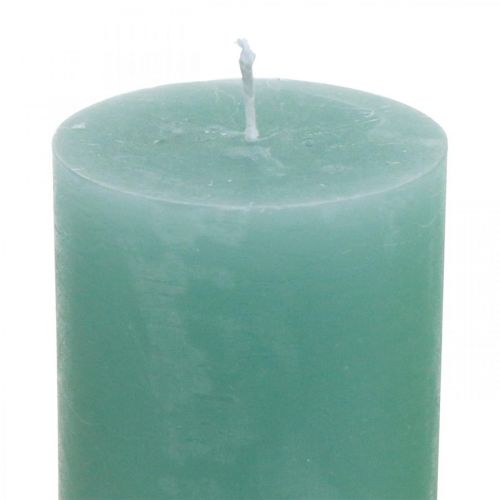 Product Pillar candles, solid colored light green jade, 70×100mm, 4 pieces - High-quality decorative candles for table decorations, Easter, weddings