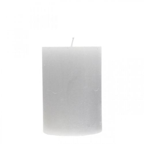 Product Pillar candles, solid colored light grey, 70×100mm, 4 pieces, for table decorations, weddings, Christmas