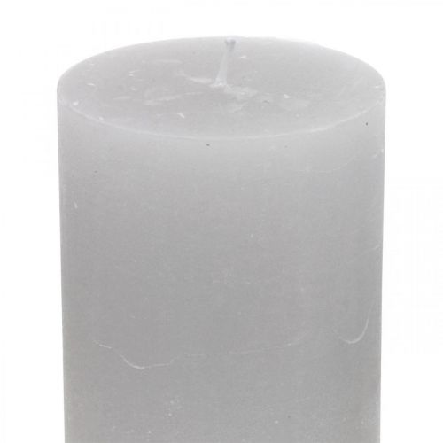 Product Pillar candles dyed light gray 70×100mm 4pcs
