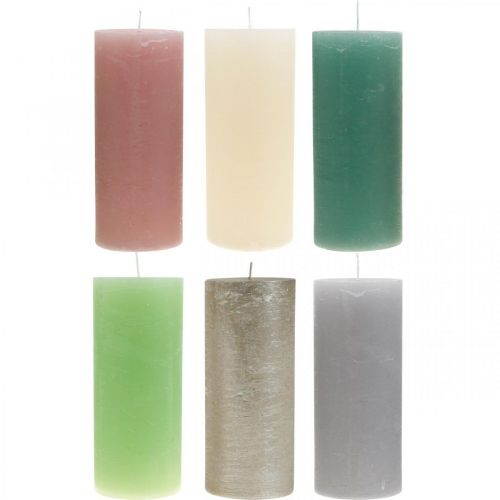 Product Pillar candles colored different colors 85×200mm 2pcs