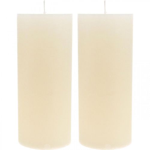 Product Elegant cream-white pillar candles for festive decoration, 85×200mm, set of 2