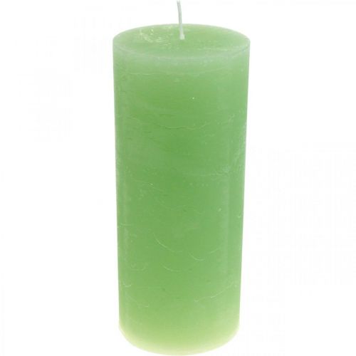 Product Set of 2 solid-colored pillar candles, lime green, 85×200mm, long burning time