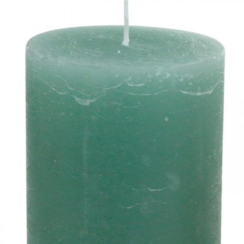 Product Green Jade Pillar Candles 85x200mm, Set of 2 - Decorative Candles, Dyed Through, Long Burning Time