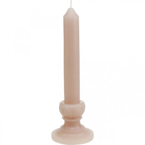 Floristik24 Decorative rod candle pink nostalgia candle wax solid colored 25cm