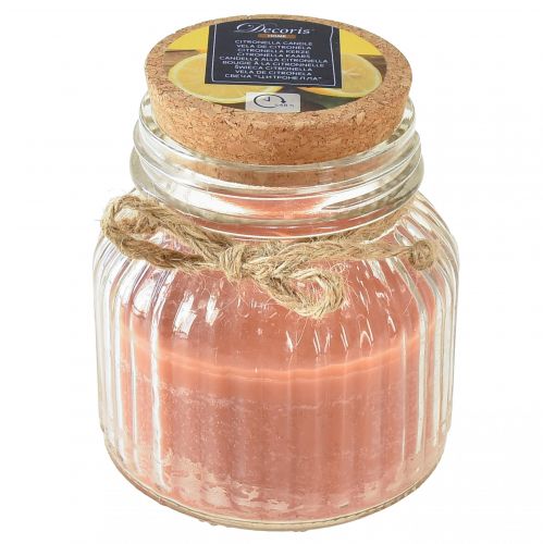 Floristik24 Scented candle in glass cork citronella candle brown H11,5cm