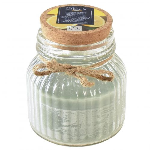 Floristik24 Scented candle in glass Citronella sage green H11,5cm