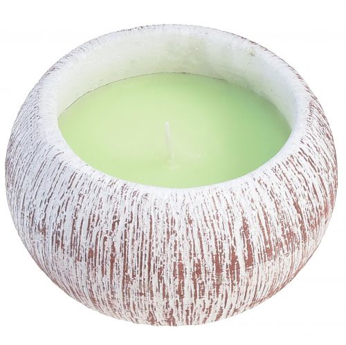 Citronella Candle Green Bowl Ceramic White Brown H8cm